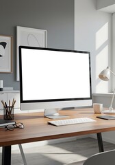Serene Workspace: Modern Desktop Mockup