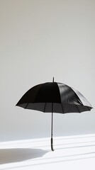 Simple black umbrella on white background