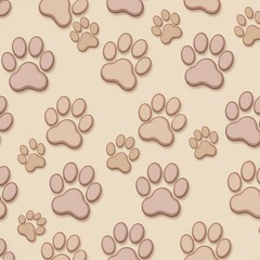 Sweet Paw Prints: Beige & Brown Seamless Pattern