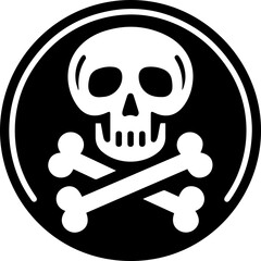 Skull and Crossbones Icon in Bold Black Style
