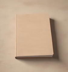 Fototapeta premium Natural beige book mockup; textured cover for showcasing art , craft, pages, neutral