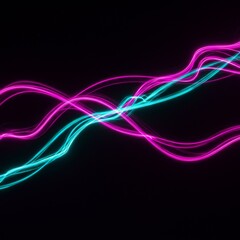 Naklejka premium Abstract Glowing Pink and Teal Waves on Black Background