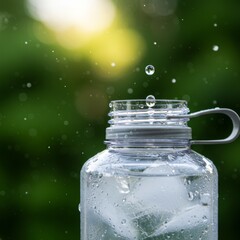 Closeup of an Iced Water Bottle Outdoors