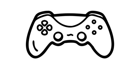 Minimal Game Controller Icon, Black and White Gaming Joystick Outline Vector for Tech, eSports, and Mobile App Design