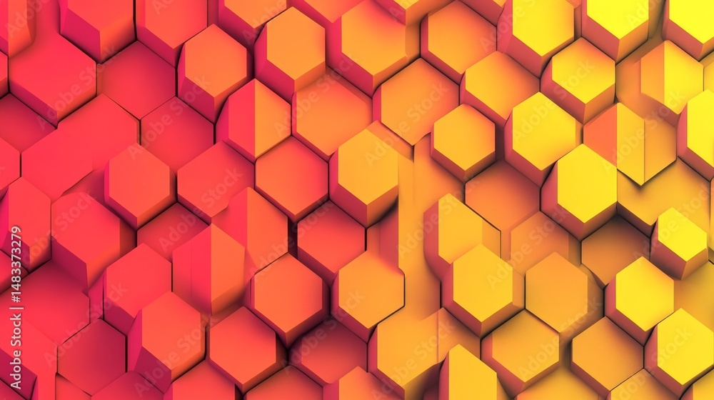Poster abstract hexagonal patterns with gradient effects a bird's eye view in graphic design