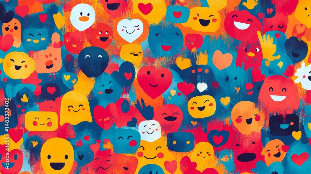 Aufkleber create a seamless emojifilled background pattern for graphic design projects vibrant and playful env