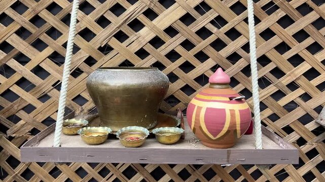 Traditional Bengal style terracotta clay pot in display