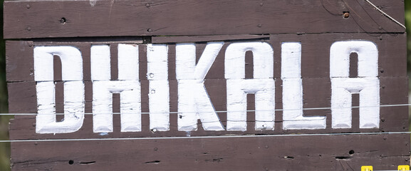 Sign board of Dhikala zone of jim corbett national park.