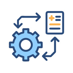 Obraz premium Workflow with Gear Icon Representing Process Automation and System Optimization