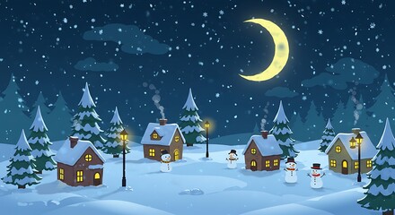 Crescent Moon Winter Village