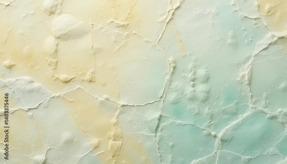 Poster cracked texture background with light yellow and green hues, abstract surface with lines and pattern
