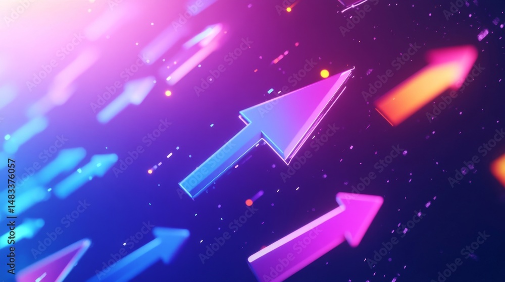Poster dynamic digital arrows cutting through vibrant space abstract visualization cosmic environment eye-l