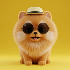 Sunny Pomeranian: 3D Render, Fluffy Fun