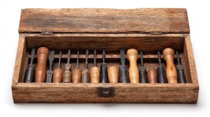 Vintage wooden carving tool box