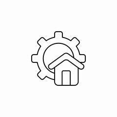 house with configurations settings icon sign vector
