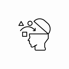human head geometric shapes triangle circle square thought or idea flow icon sign vector