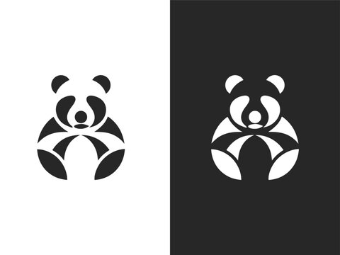 Abstract Geometric Panda Bear Logo Design Template, Panda Logo, Bear Logo Design, Geometric Animal Logo, Minimalist Panda Icon, Modern Bear Symbol