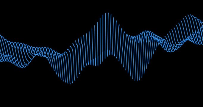 A fluttering colored trail of sine waves on a black background. Seamless looping animation.