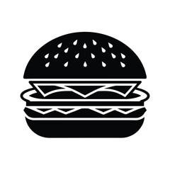 Delicious Hamburger Icon Black Sesame Bun, Cheese, Veggie Patty