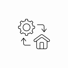 mechanical processes or automation house icon sign vector