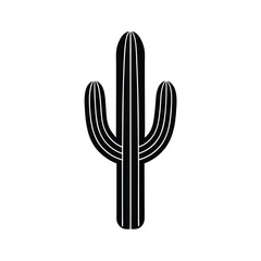 Saguaro Cactus Icon Desert Plant, Black Silhouette, Southwest, Arid, Nature