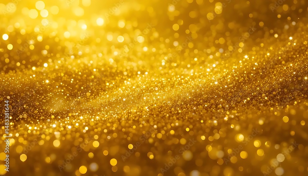 Poster golden glitter sparkles and shines, creating a beautiful, luxurious texture background with bokeh ef