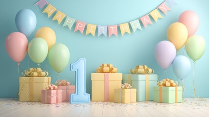 Pastel-colored first birthday celebration