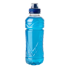 sports bottle with blue electrolyte water, recovery, energy, BCAAs, png transparent background