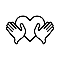Obraz premium Hands Framing Heart Icon – Representing Charitable Acts and Giving
