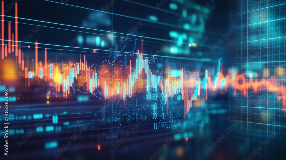 Aufkleber dynamic financial data visualization global market infographic digital environment close-up view sle