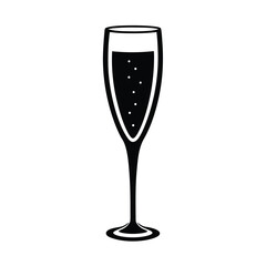 Elegant Champagne Flute Glass, Bubbly Drink, Celebration Icon