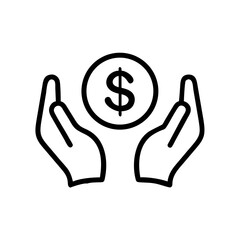 Obraz premium Hands Holding Dollar Symbol Icon – Financial Support and Donation Symbol