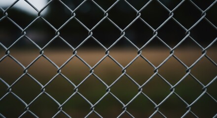 Chain link fence representing security and restriction with blurred background