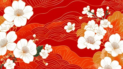 Japanese patterns are showcased in this elegant floral design from Japan