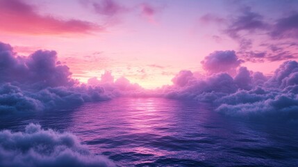 A vibrant, colorful sunset view from above the clouds.