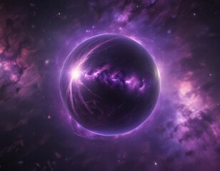 Obraz premium Ethereal orb glows, cosmic dust swirls in purple nebula , interstellar, purple, space