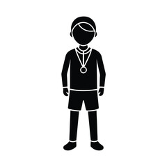 Child Athlete Winning Gold Medal, Sports Award, Victory