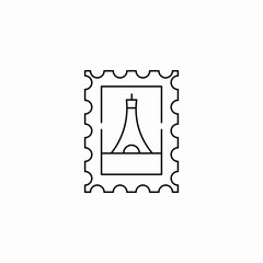 postage stamp with eiffel tower icon sign vector