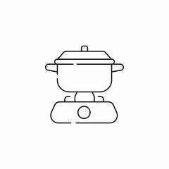 pot with lid on stove icon sign vector