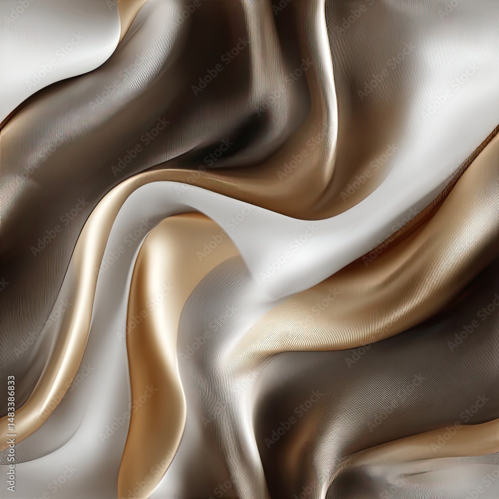 Poster visual representation showcases a silver and gold abstract background created with wavy textures and