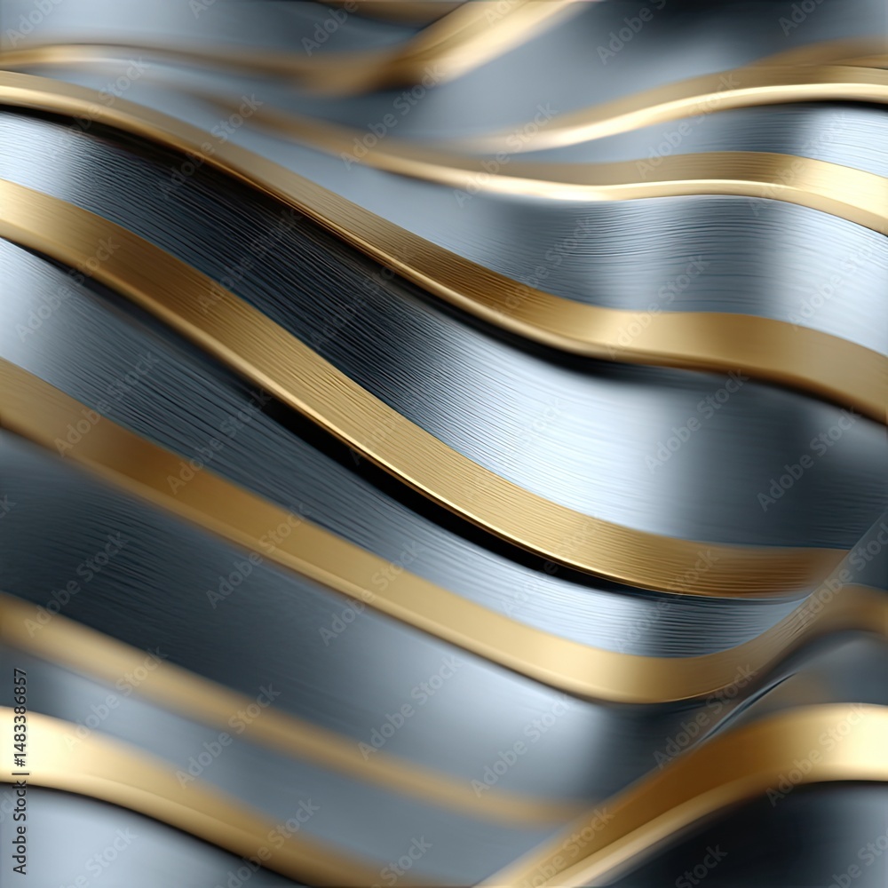 Aufkleber visual representation showcases a silver and gold abstract background created with wavy textures and