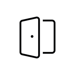 Open door outline vector icon. For action promotion and advertising mockup. Isolated symbol sign used for: mobile, app, design, web, dev, ui, ux, gui. EPS 10