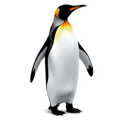 Hyper-Realistic 8K Image of an Emperor Penguin Standing with Detailed Feathers in White and Black Color Scheme