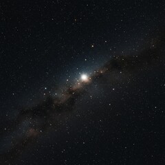 Obraz premium Bright Star in Dark Nebula Cosmic Dust and Milky Way