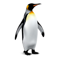 Hyper-Realistic 8K Image of an Emperor Penguin Standing with Detailed Feathers in White and Black Color Scheme