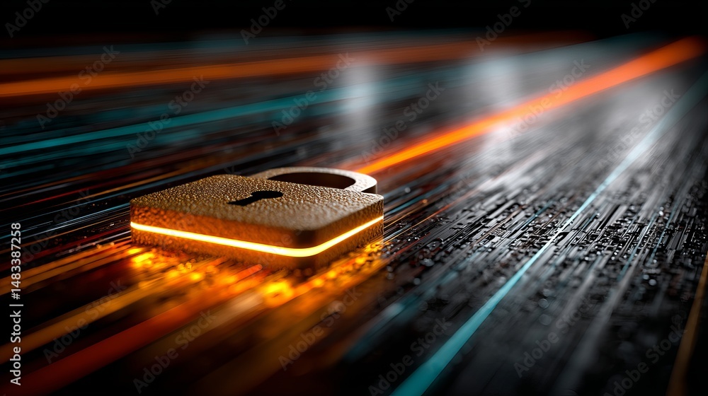 Poster secure digital future cyber security network protection data privacy safeguard technology lock