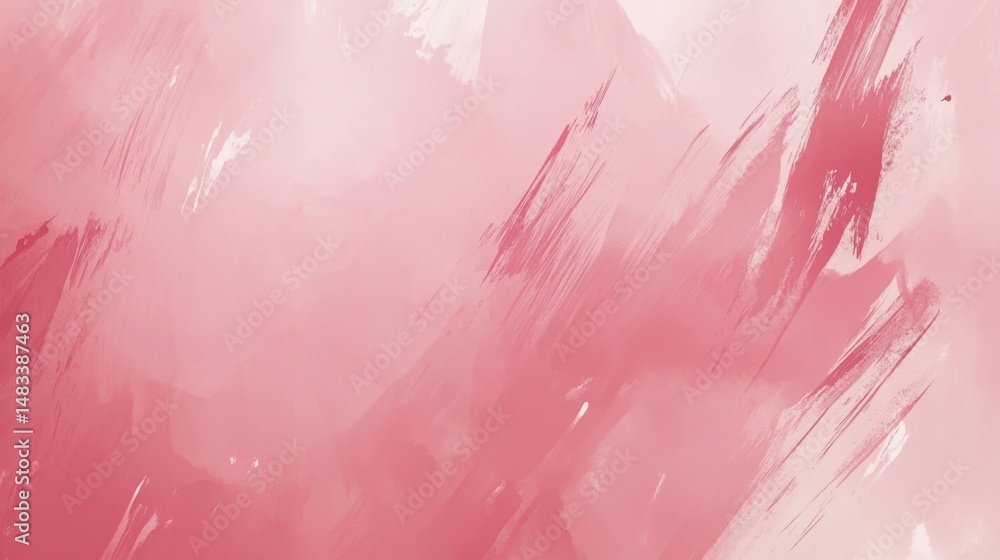 Poster creating a serene atmosphere with abstract shapes on a soft blush pink background in digital art