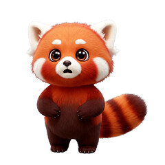 Obraz premium Highly Detailed 3D Render of a Cute Red Panda with Soft Plush Fur and Adorable Expression – Photorealistic Whimsical Art