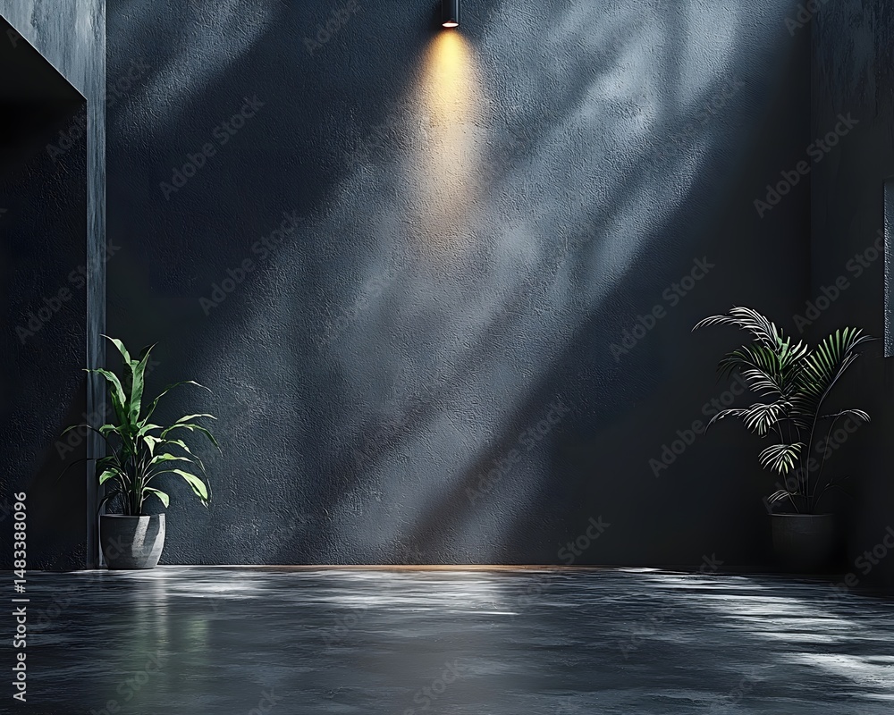 Canvas Prints neutral gray mockup background with soft spotlighting