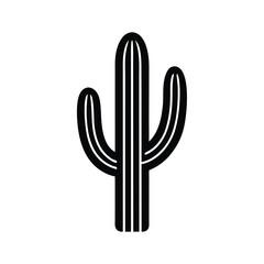 Saguaro Cactus Icon Desert Plant, Black Silhouette, Simple Design, Vector Graphic, Botanical Illustr